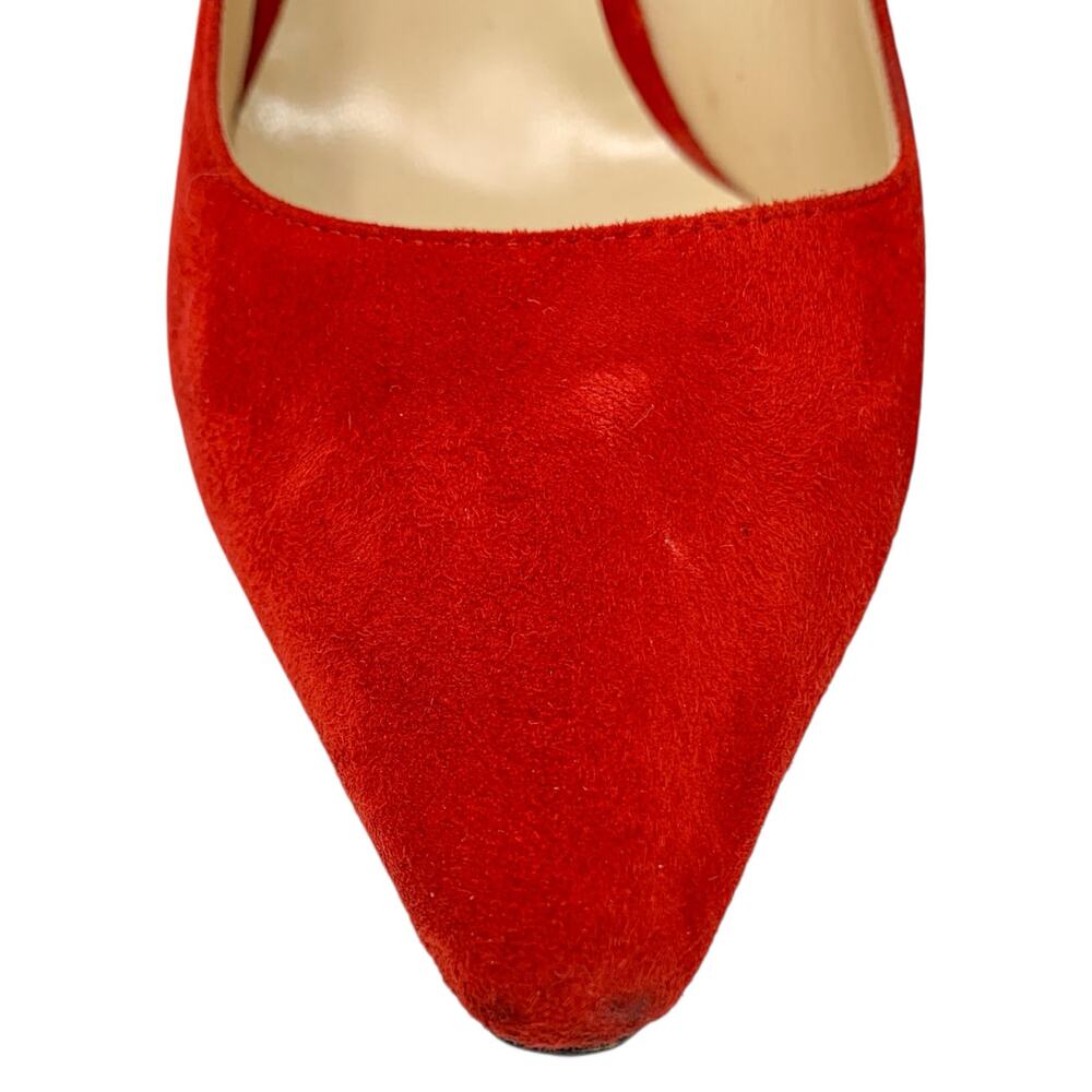 Jimmy Choo Romy 100 Red Suede Pointed Toe Pumps EU 37 Stiletto Heels - Picture 6 of 11